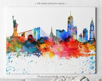 New York canvas wall art, NY watercolor skyline canvas, Art print, Home decor, Travel print, ArtPrintCanvas