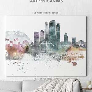 Los Angeles skyline canvas print, Los Angeles Canvas, Los Angeles canvas wall art, ArtPrintCanvas