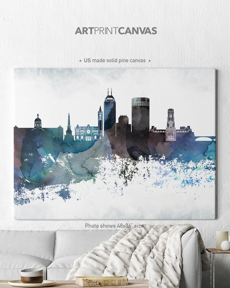 Indianapolis Canvas Print Indianapolis Skyline Canvas Etsy
