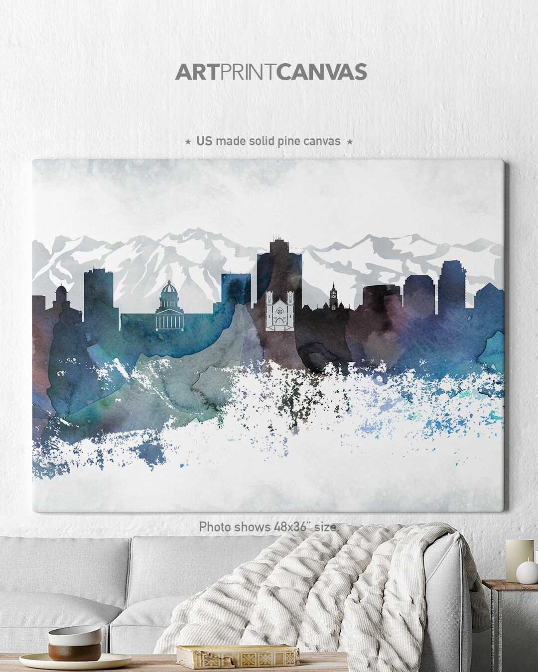 Salt Lake City Canvas, Salt Lake City Skyline Canvas Print, Salt Lake