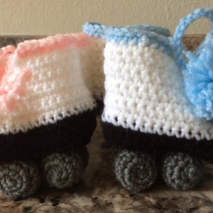 Crocheted Roller Skate Baby Booties