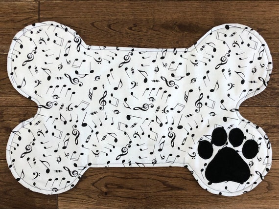 Music Theme Bone Shape Dog Feeding Placemat