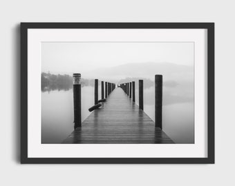 Lake District Print | Jetty at Lingholm | Derwentwater, Lake Distict, UK | Black and white photographic print | Photography wall art gift