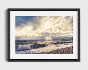 Brighton Print | Brighton's West Pier | Brighton Beach, UK | Colour photographic print | Scenic beach landscape photography wall art gift