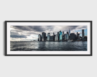 New York Print | Manhattan Skyline | Brooklyn, New York City, USA | Colour photographic print | Cityscape panorama photography wall art gift