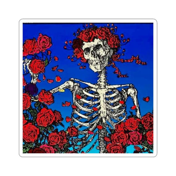Grateful Dead Skull & Roses Sticker, Psychedelic Band Decal - Etsy