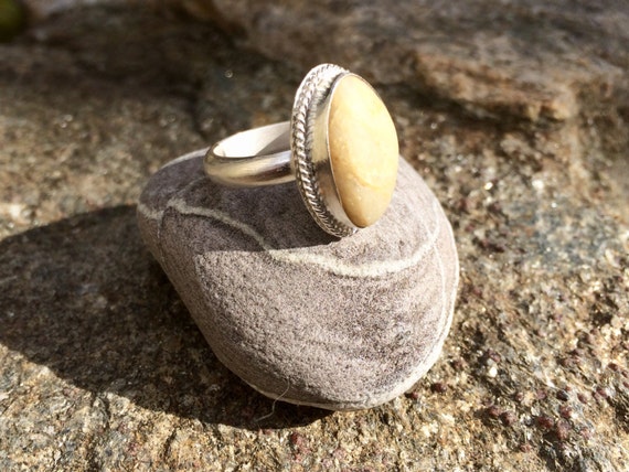 Beach stone Sterling silver ring size 6.5