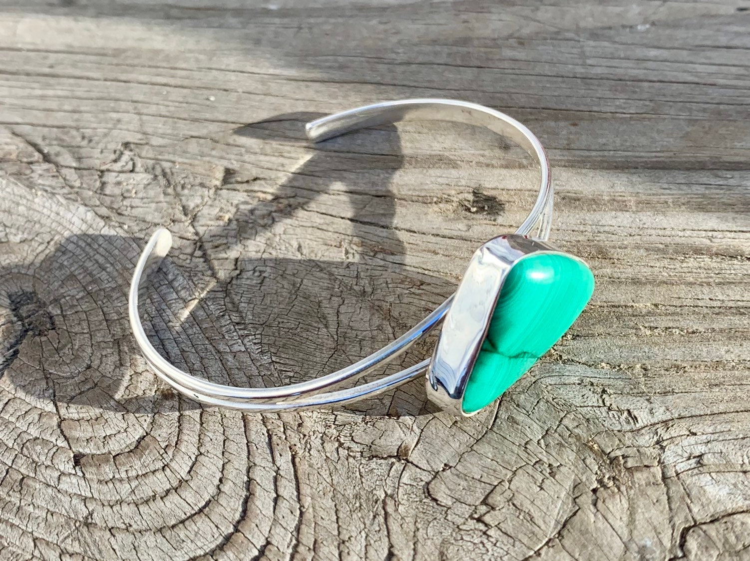 Malachite silver bracelet,Sterling silver bracelet,malachite bracelet