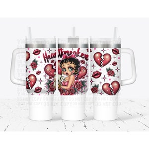 Heart Break Betty Boop 40oz Stanley Style w/handle