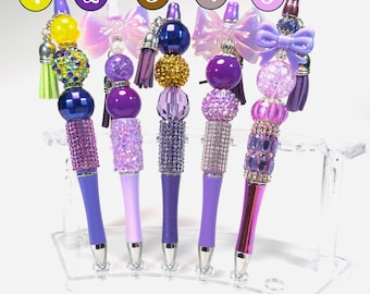 Handmade Purple Beaded Rhinestone Novelty Pen, Desk Accessory