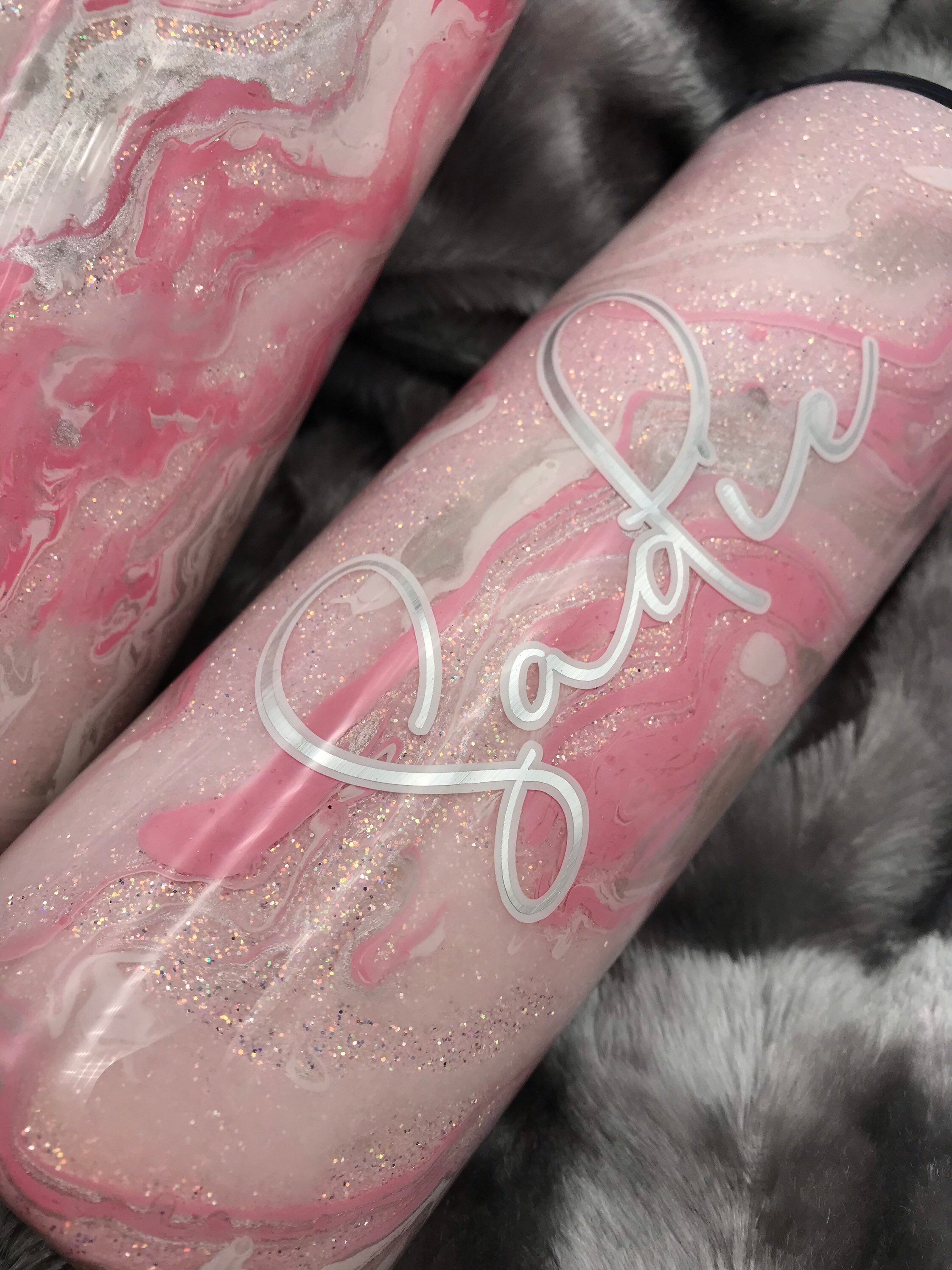 Personalized Glitter Tumbler Epoxy White Glitter Base Etsy