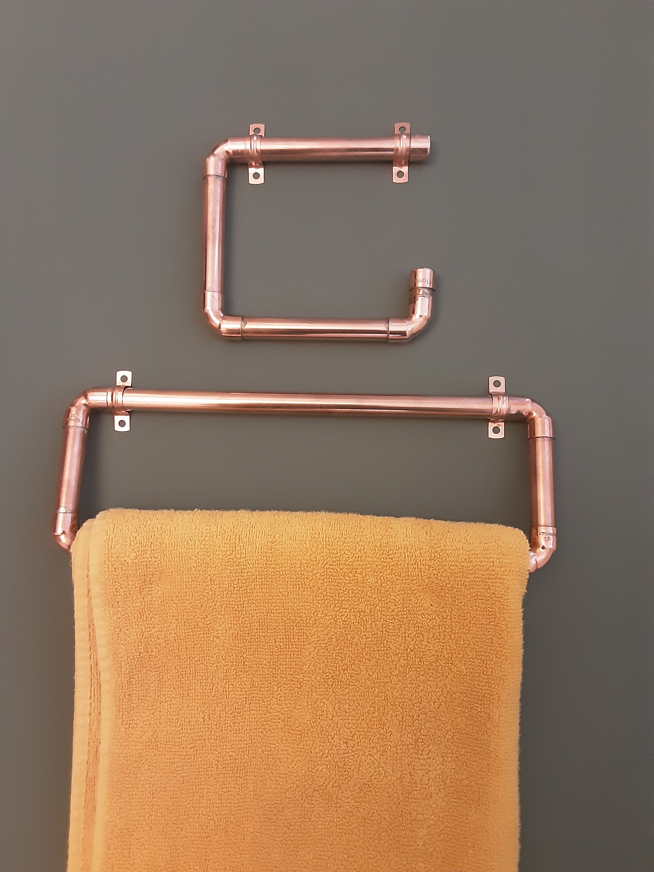 Copper Pipe Bathroom Set Towel Rail & Toilet Roll Holder Etsy UK