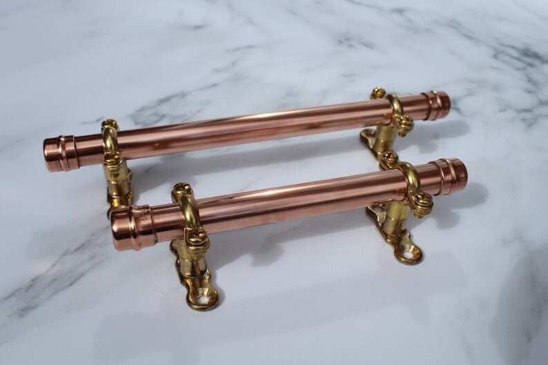 Copper Pipe Door Handles pair Etsy