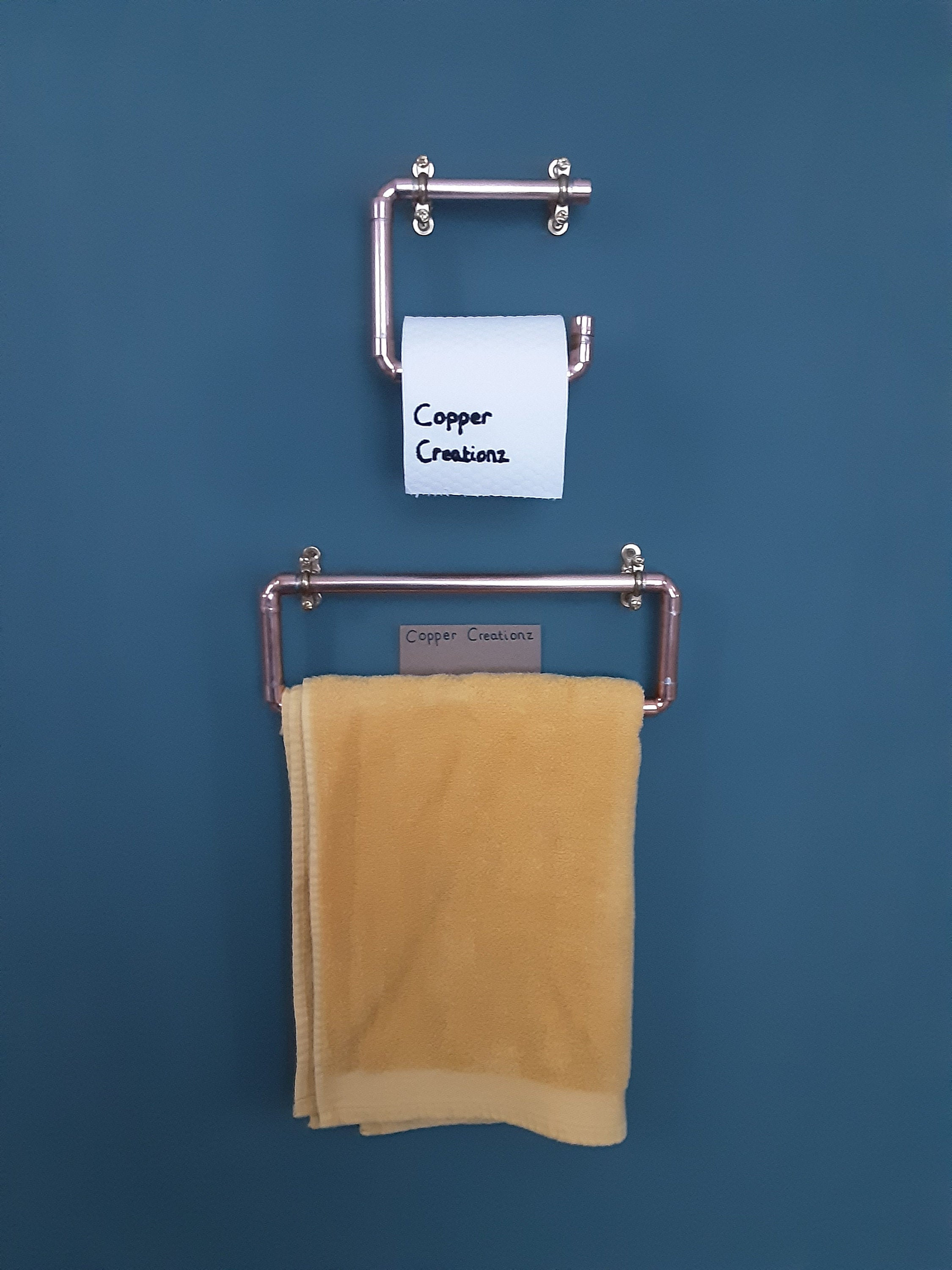 Copper Pipe Bathroom Set Towel Rail & Toilet Roll Holder Etsy UK