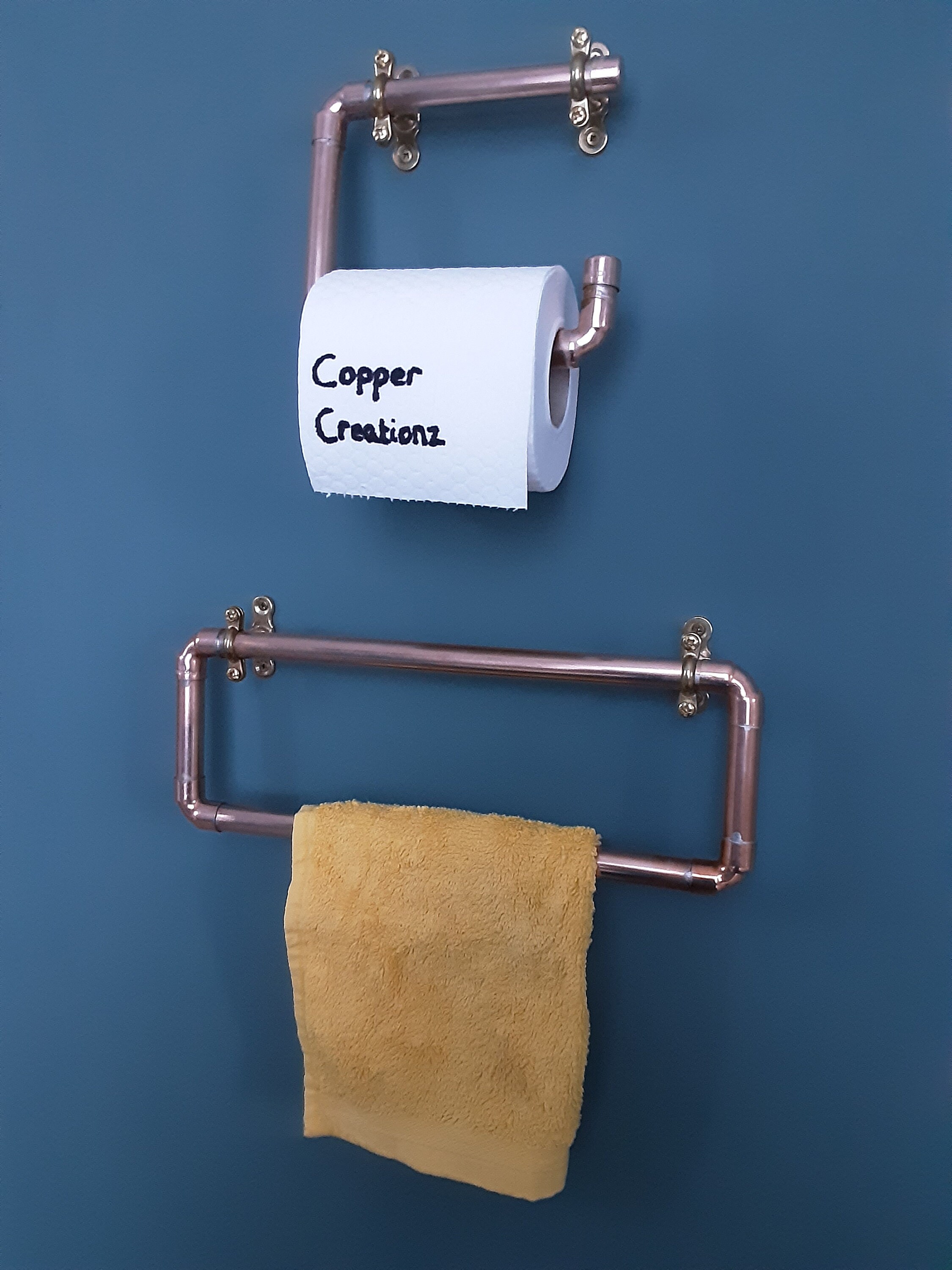 Copper Pipe Bathroom Set Towel Rail & Toilet Roll Holder Etsy UK