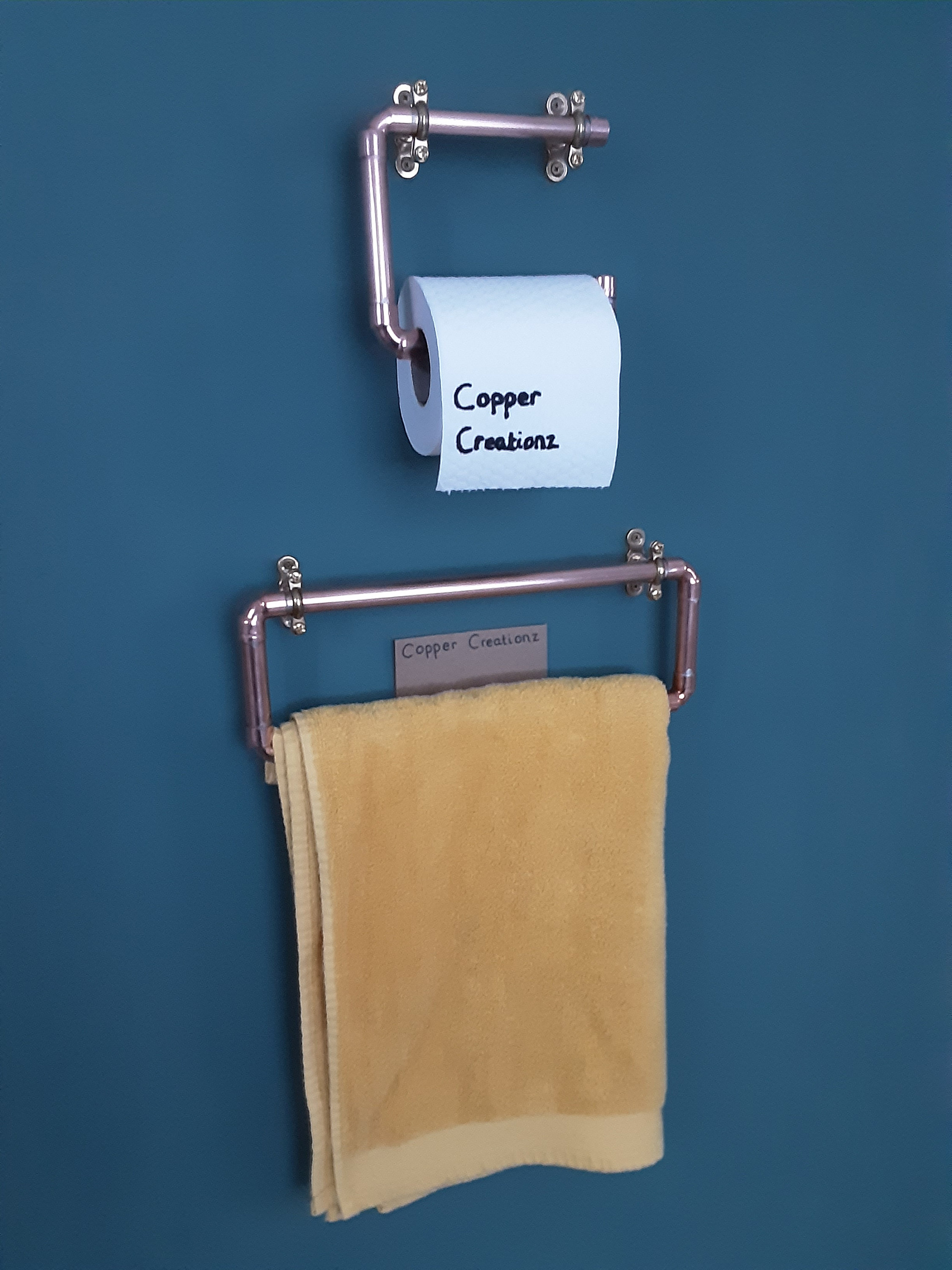 Copper Pipe Bathroom Set Towel Rail & Toilet Roll Holder Etsy UK