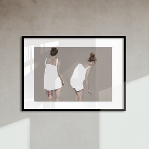 Strand 1 - POSTER hohe Qualität /// realistische figurative Kunst / Frauen Körper Meer Szene Illustration / minimal Stil Wand Galerie Arrangement