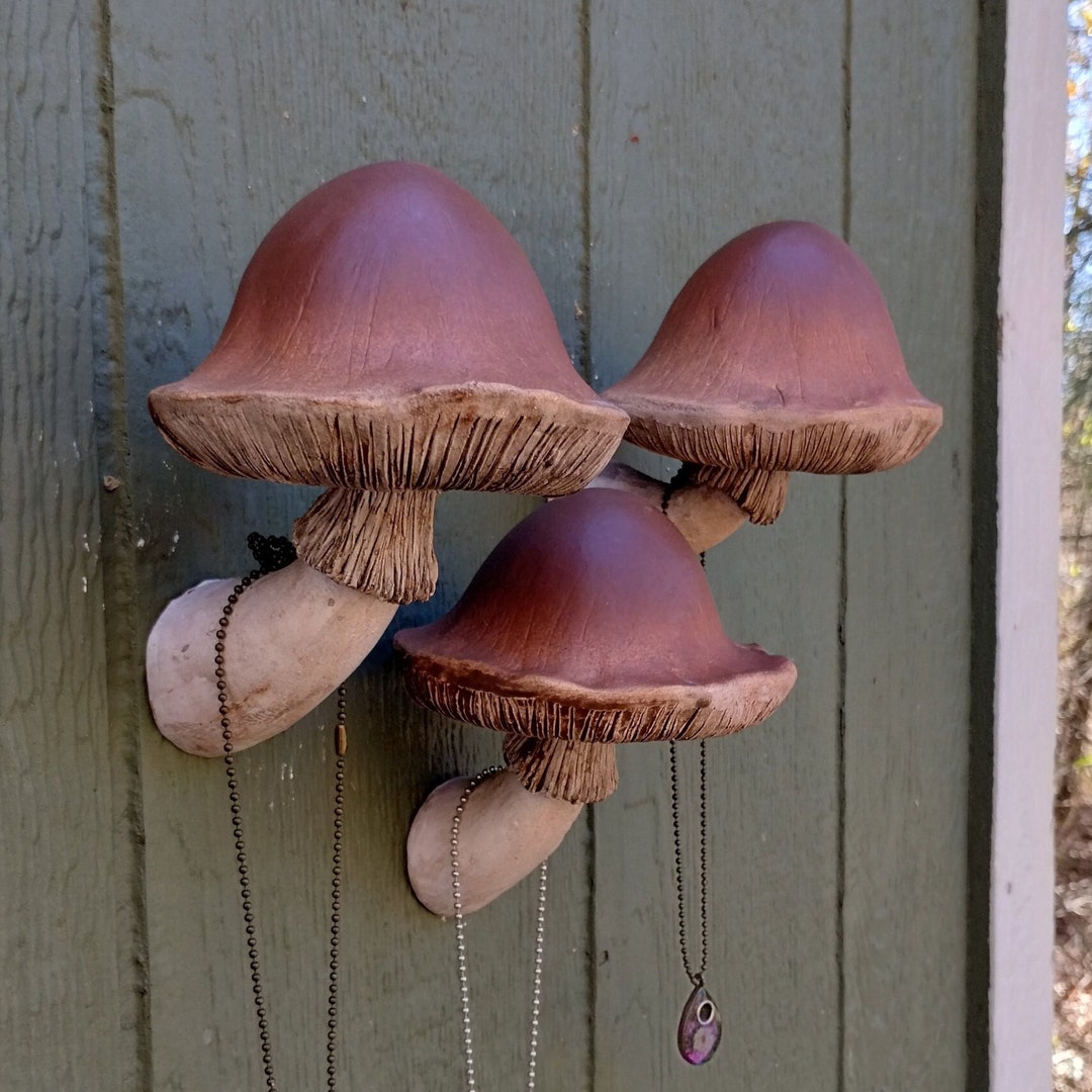 Mushroom Hook, Set of 3, Brown and Tan, Mushroom Wall Hook, Easy to