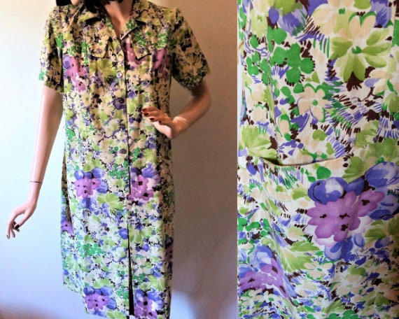 Vintage 1960s Shirtwaist Dress Women's Plus Size S