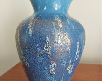 Vintage West German Vase MCM German Pottery Blue Ceramic Vase
