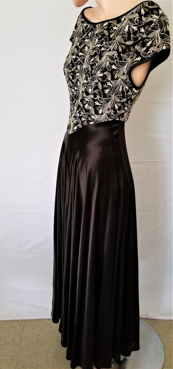 Vintage 1960s Gown/vintage Formal Dress/ Dance Gown/ Evening Ball Gown /  Liquid Satin Black Gold Elegant - Etsy