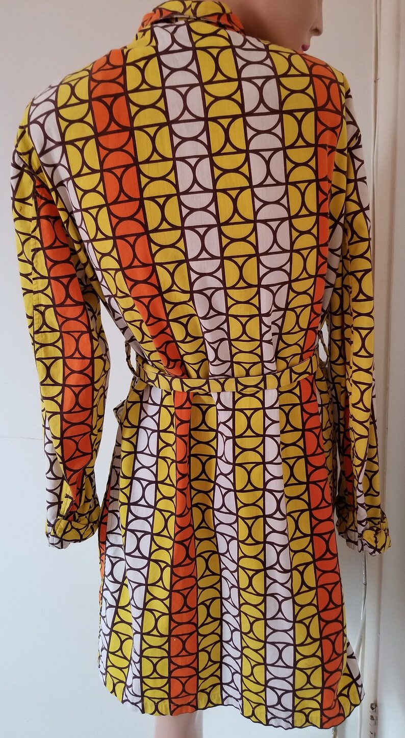 1960/'s Women/'s Vintage Lounge Jacket Op Art Shortie Cotton House Coat Lounge Wear