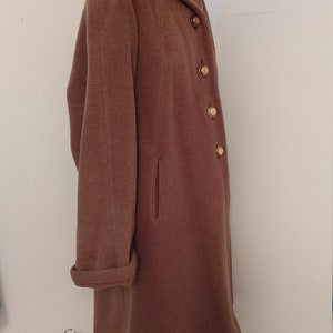 Vintage 1950s Swing Coat Women&#39;s Coat Wool Full Length 50&#39;s Coat Warm Brown Wool