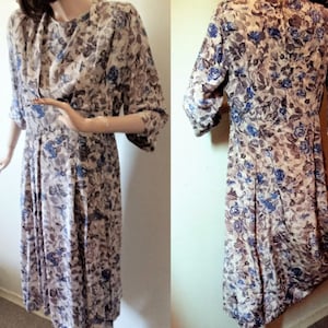 Vintage 40s Day Dress 1940&#39;s Dress 1950&#39;s Afternoon Dress Silky
