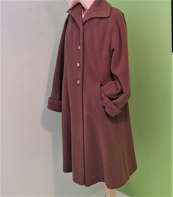 Vintage 1950s Swing Coat Women's Coat Wool Full Length 50's