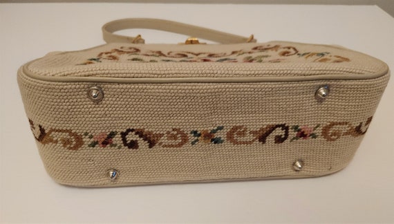 Vintage 1950's Purse, 1960's Cross Stitch Handbag… - image 6