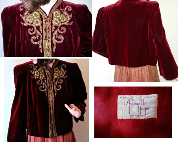 Vintage 1940s Velvet Jacket/ 40's Woman's Evening