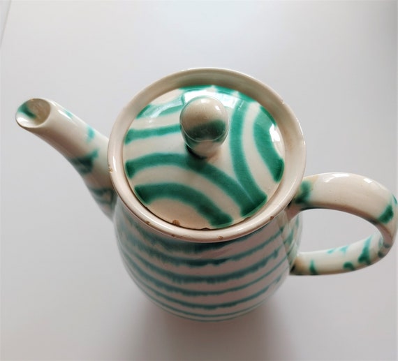 Vintage 60's Tea Pot Dizzy Gmundner Keramik Made in Austria Dizzy Green Stripe