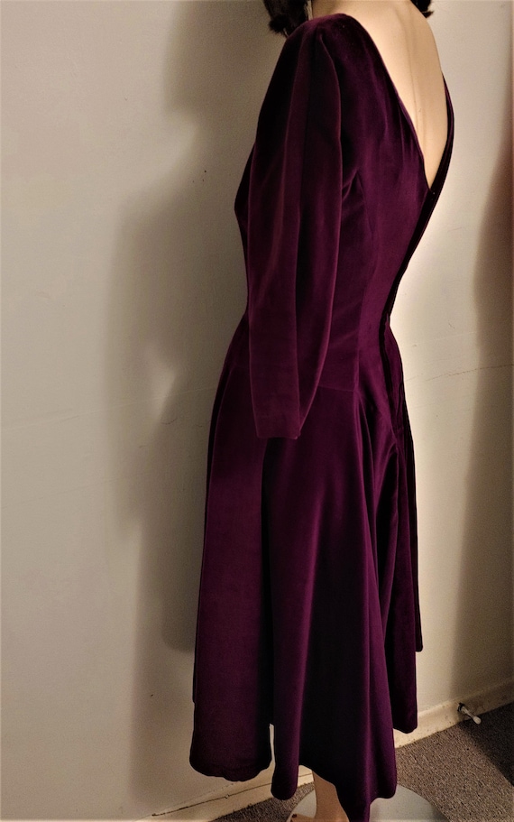 Vintage 1940's Velvet Party Dress Evening 50's Dee