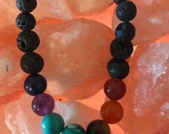 Charka essential oil lava rock with Hematite