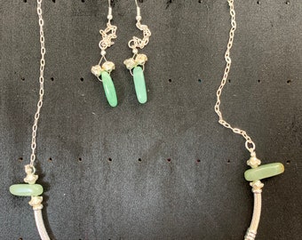 Sterling silver and Jasper necklace and earrings