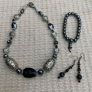 Hematite choker vintage Tibetan silver necklace
