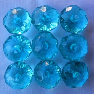 Set of 10 - 22mm Turquoise Rondelle Bubblegum Bead, Gumball Bead, 22mm Resin Chunky Bead, Turquoise Rondelle Bead, Chunky Necklace
