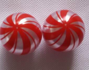 20 mm Peppermint Swirl Bubblegum Bead, Peppermint Bead, 20mm Christmas Bead, Gumball Bead, 20mm Bead, 20mm Bead, 20mm Chunky Bead, Chunky Necklace