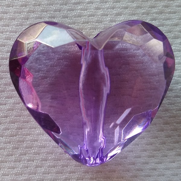 Set of 4 - Large Purple Heart Bubblegum Bead, Gumball Bead, Large Valentine Heart, Purple Heart, Heart Bead, Acrylic Heart,Chunky Necklace