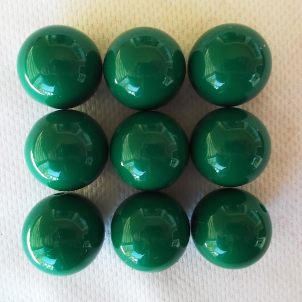 Set of 10 - 20mm  Dark Green Bubblegum Bead, Gumball Bead, Chunky Resin Bead, 20mm Bead, 20mm Bead, 20mm Chunky, Chunky Necklace