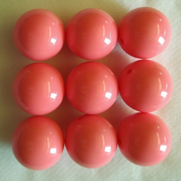 Set of 10 - 20mm Coral Solid Opaque Bubblegum Bead, Gumball Bead, Pink Valentine Bead, Resin Bead, 20mm Bead, 20mm Chunky