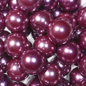 Set of 10 - 20mm Purple Pearl Bubblegum Bead, Gumball Bead, Chunky Bead, 20mm Pearl Bead, 20mm Bead, 20mm Chunky Bead, Chunky Necklace