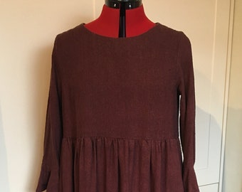 IN STOCK Brand New Handmade dress, in Burnt Sienna Raw Silk.