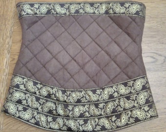 Eowyn-Style Corset. Brown quilted bustier. Faux-Suede Corset. Renaissance Corset. Medieval Bustier. Waist-Cincher. Waspie.