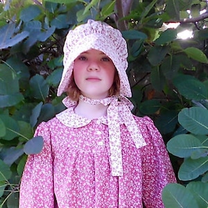 Mädchen Kleid und Mütze. Laura Ingalls Wilder. Pionier Kostüm.Welttag des Buches.