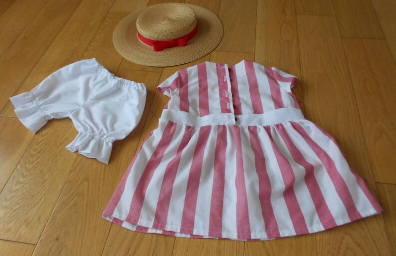 Straw boater hat White bloomers Red and White striped dress Milly-Molly-Mandy Dress World Book Day Character.