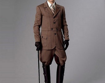 Custom Order Men&#39;s Norfolk Suit. Edwardian-Style Men&#39;s suit. Historic Costume. Military Suit. Riding Jacket and Jodphurs.