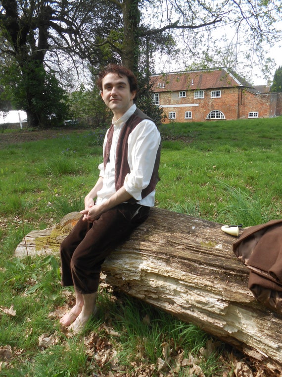 Frodo Baggins style Shirt and Waistcoat. Hobbit Costume. LOTR Cosplay. World Book Day. Brown Velvet Waistcoat. Cream Collarless Shirt. Etsy Canada