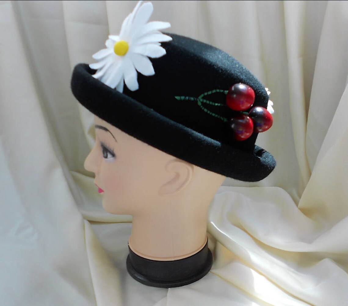 Mary Poppins Hat. Black Wool Hat. Edwardian-style Hat. - Etsy