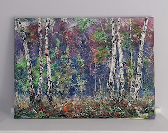 Forest Glade Painting on Canvas, Original Art, Magical Place in Forest Painting, Landscape Art, Impressionist Art, Living Room Wall Decor